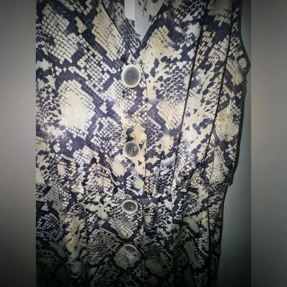 Sandy and Sid women’s snake skin print button up tank top midi dress Large NWT‎ - Picture 3 of 4
